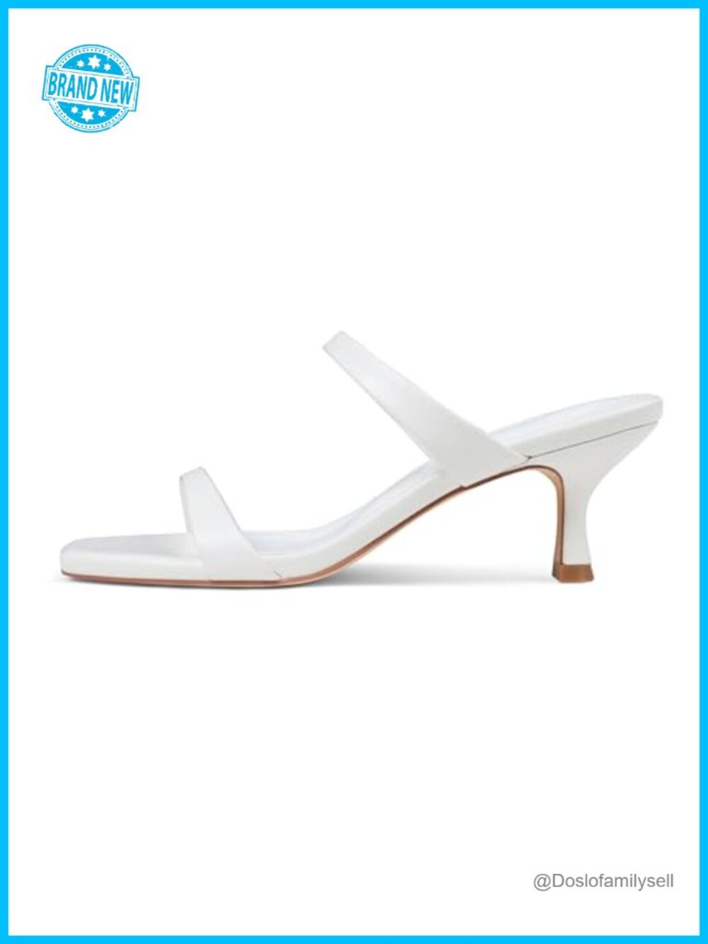 Kitten Heel Sandals Square Open Toe Low Mules Slip On Heels
